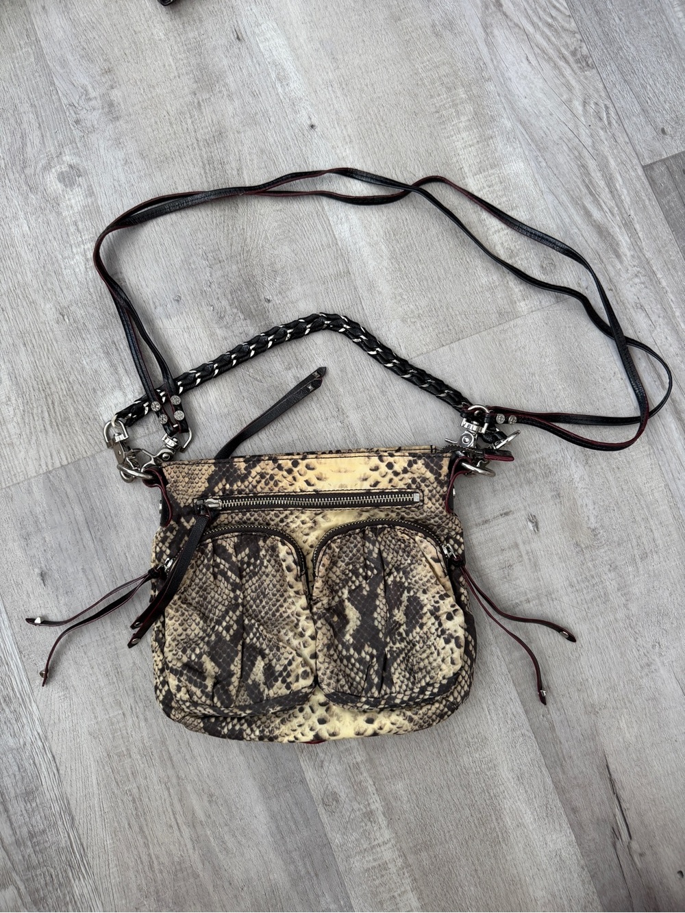 MZ Wallace Snake-Print Crossbody Bag